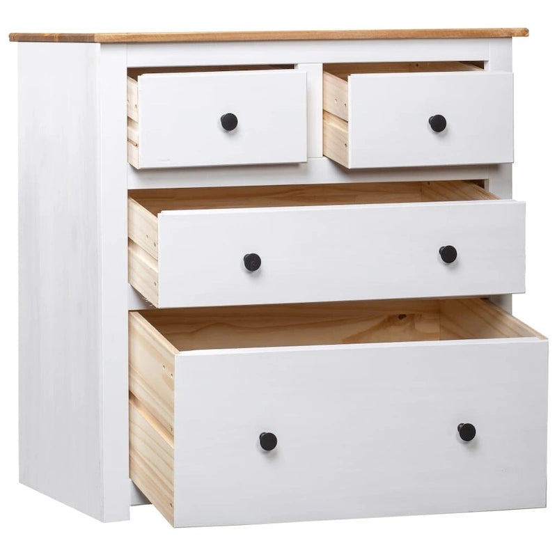 Solid Pine Sideboard with 4 Drawers - 31.5 x 15.7 x 32.7