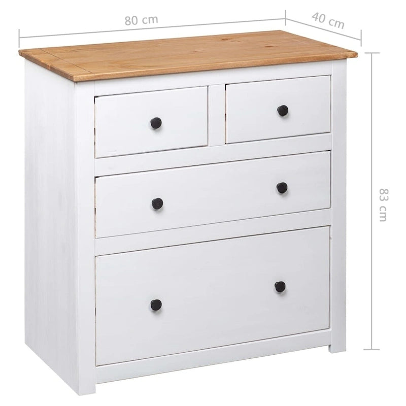 Solid Pine Sideboard with 4 Drawers - 31.5 x 15.7 x 32.7