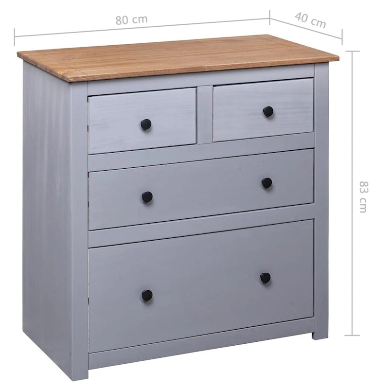 Solid Pine Sideboard with 4 Drawers - 31.5 x 15.7 x 32.7
