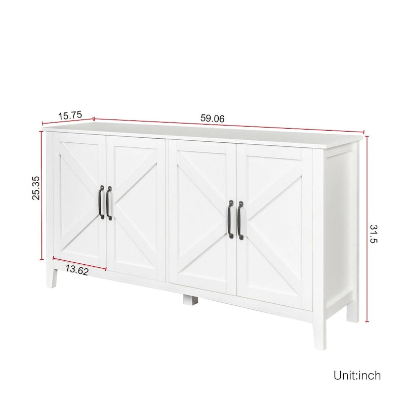 Cabinet with 4 Doors and 4 open shelgves,Freestanding Sideboard Storage Cabinet