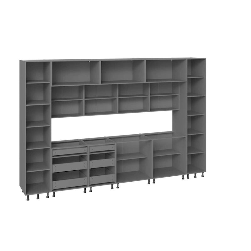 Modern Kitchen Cabinet Set Gray & Black - 12Ft Wide (143x24)