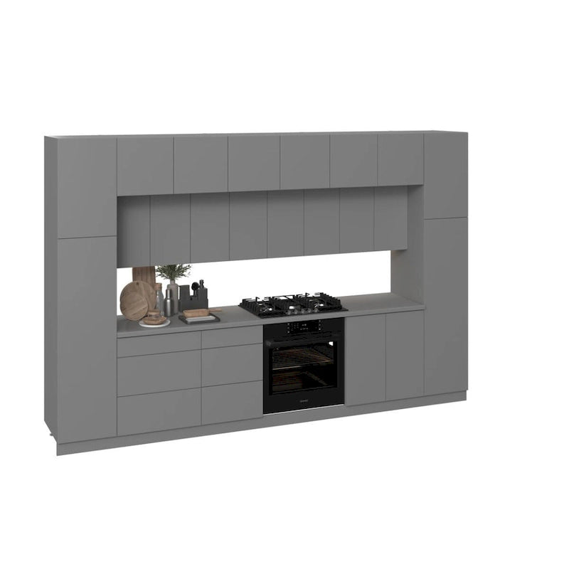 Modern Kitchen Cabinet Set Gray & Black - 12Ft Wide (143x24)