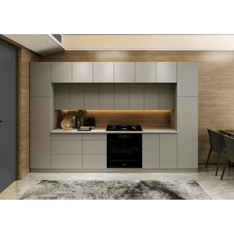 Modern Kitchen Cabinet Set Gray & Black - 12Ft Wide (143x24)