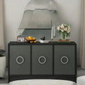 Curved Design Storage Cabinet with Three Doors and Adjustable Shelves