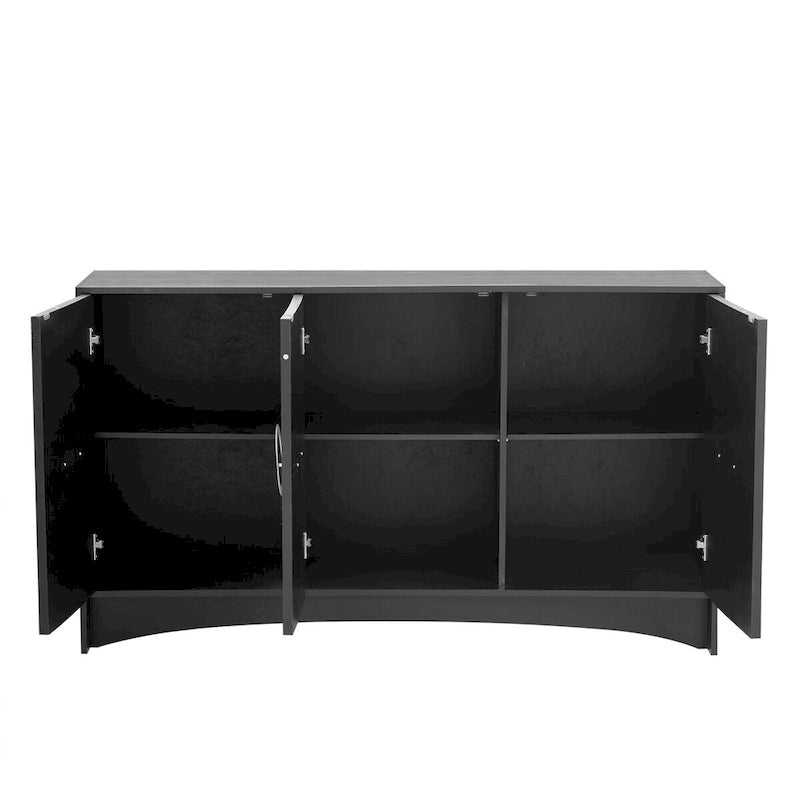 Curved Design Storage Cabinet with Three Doors and Adjustable Shelves