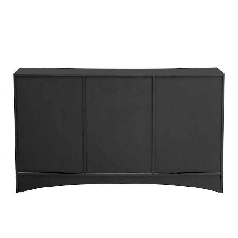Curved Design Storage Cabinet with Three Doors and Adjustable Shelves