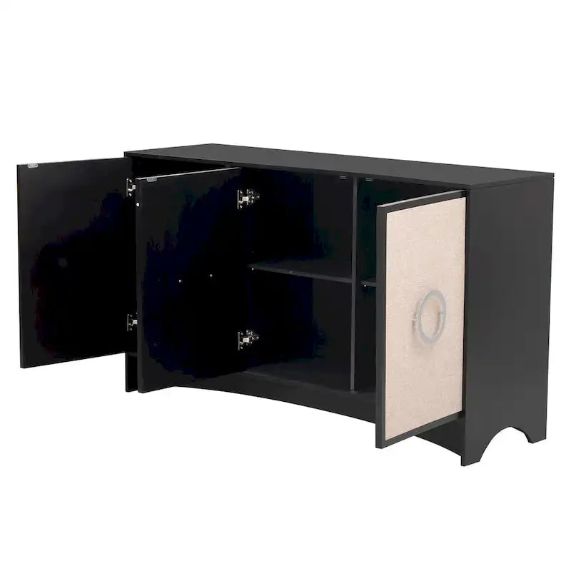 Curved Design Storage Cabinet with Three Doors and Adjustable Shelves
