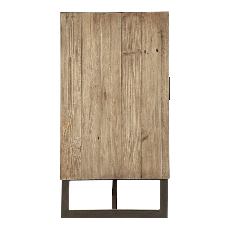 Rustic 3-Door Reclaimed Pine Sideboard with Metal Base