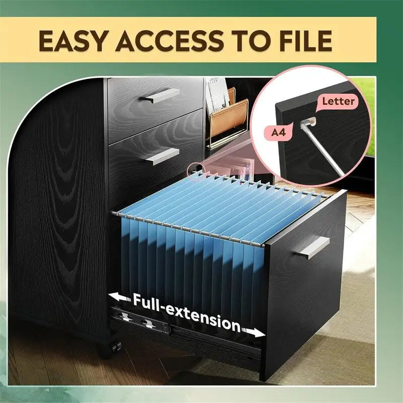 3-Drawer Wood File Cabinet - 15.7D x 31.3W x 24.7H