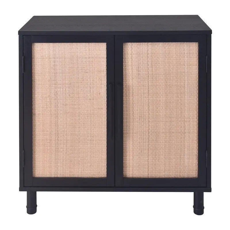 Black Brown 2-Door Rattan Cabinet
