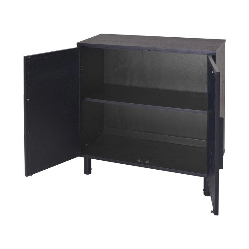 Black Brown 2-Door Rattan Cabinet