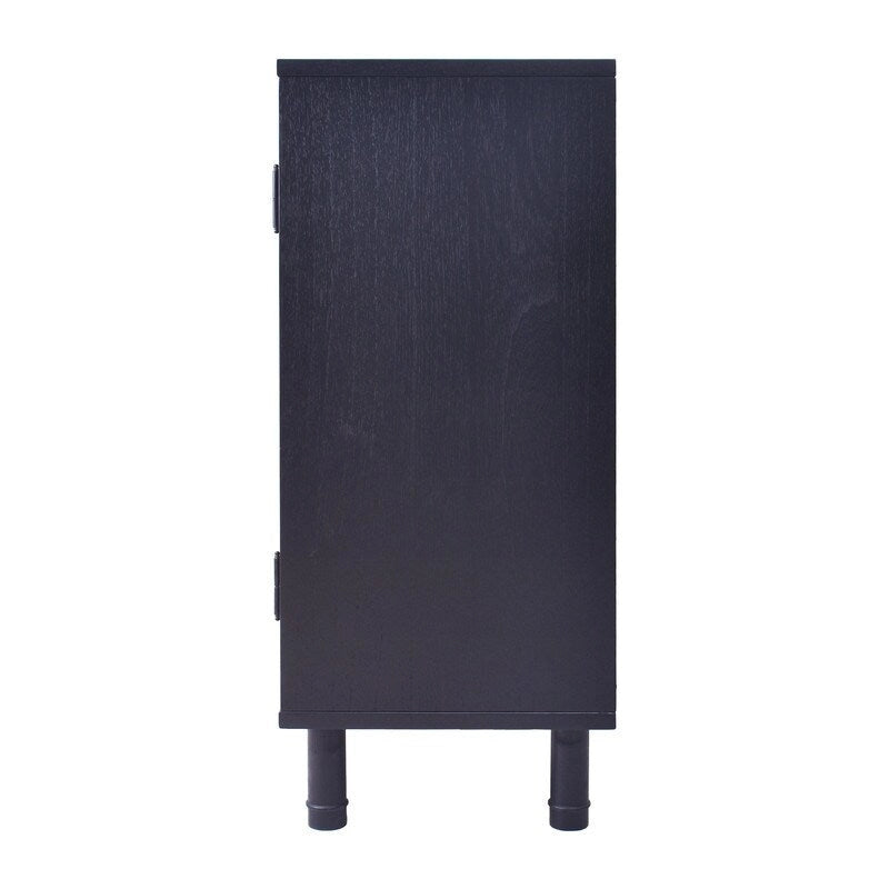 Black Brown 2-Door Rattan Cabinet