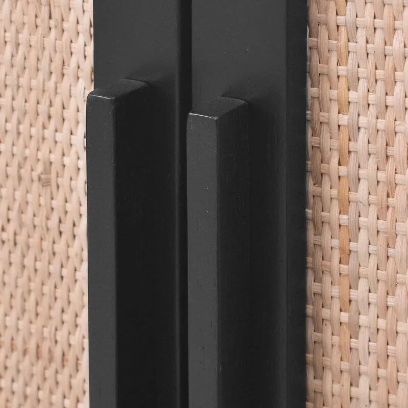 Black Brown 2-Door Rattan Cabinet
