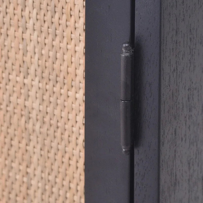 Black Brown 2-Door Rattan Cabinet