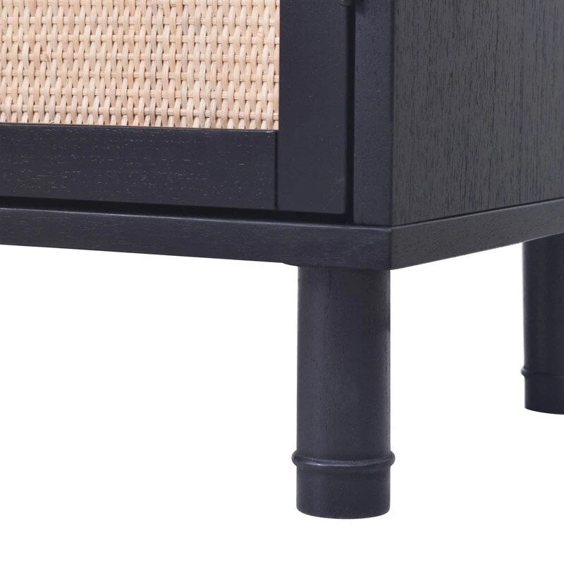 Black Brown 2-Door Rattan Cabinet