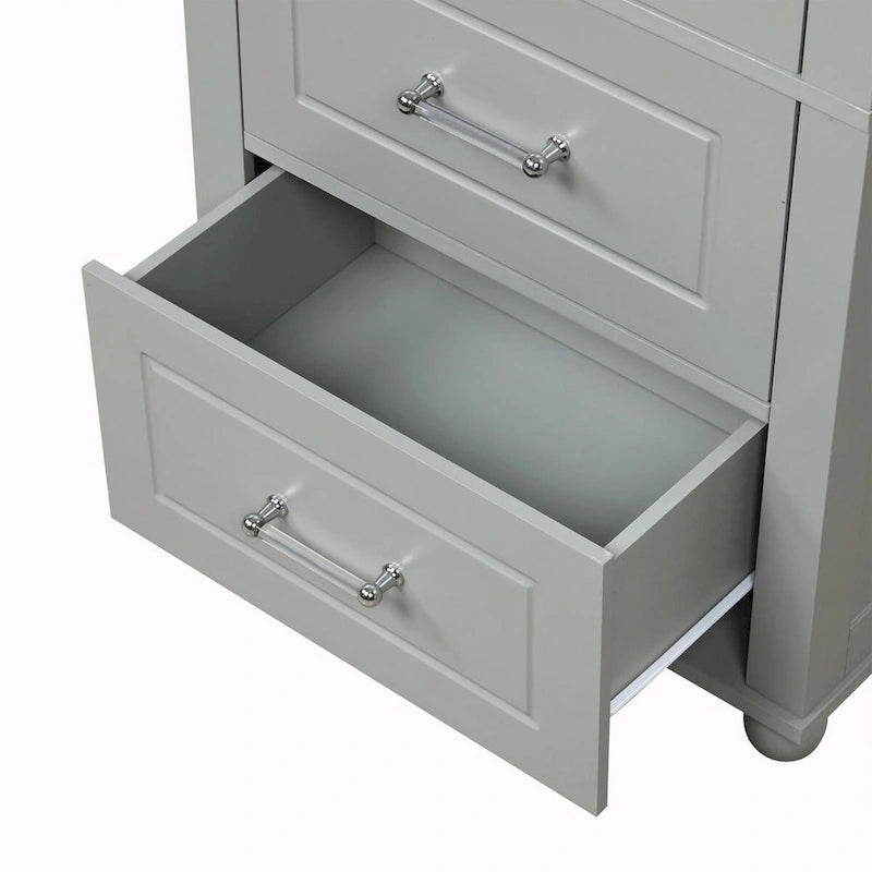 Tall Freestanding Bathroom Storage Cabinet with Two Drawers and Adjustable Shelf