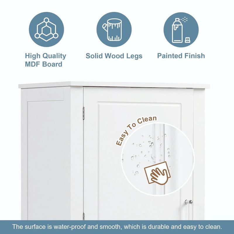 Tall Freestanding Bathroom Storage Cabinet with Two Drawers and Adjustable Shelf