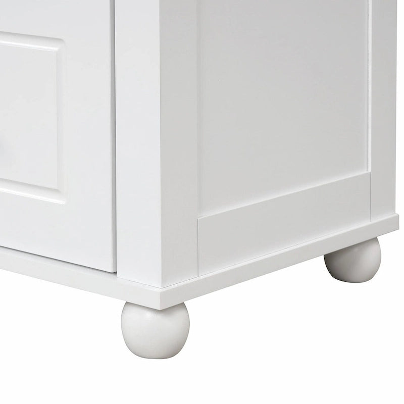 Tall Freestanding Bathroom Storage Cabinet with Two Drawers and Adjustable Shelf