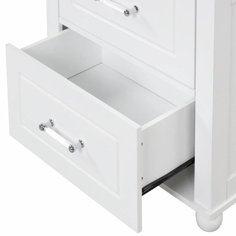 Tall Freestanding Bathroom Storage Cabinet with Two Drawers and Adjustable Shelf