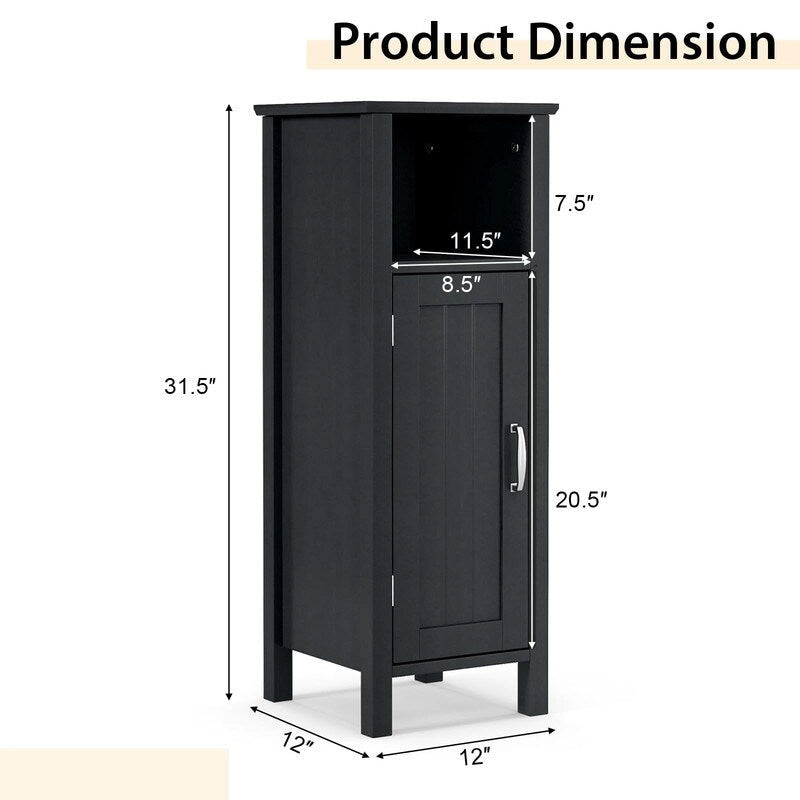 Bathroom Floor Cabinet with 3-Height Adjustable Shelf - 12D x 12W x 31.5H