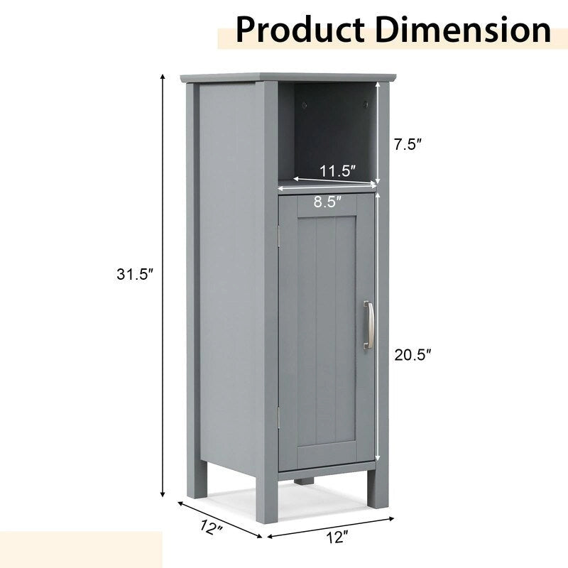 Bathroom Floor Cabinet with 3-Height Adjustable Shelf - 12D x 12W x 31.5H