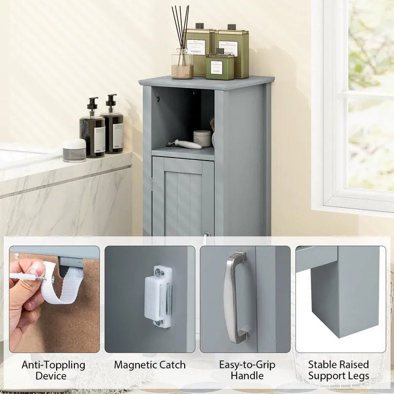 Bathroom Floor Cabinet with 3-Height Adjustable Shelf - 12D x 12W x 31.5H