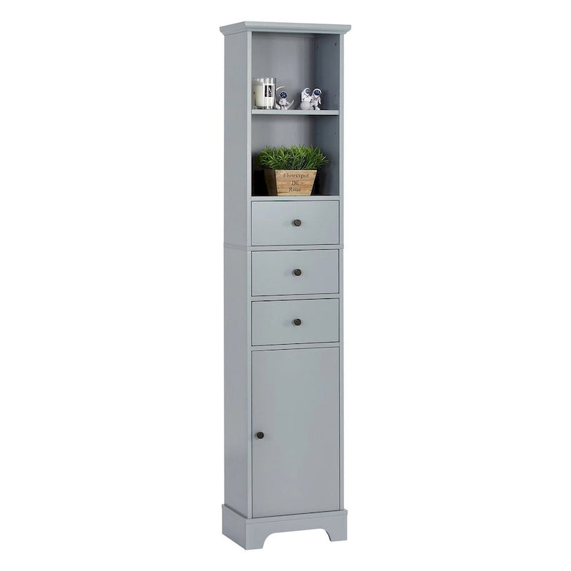 Tall Bathroom Cabinet, Freestanding Storage Cabinet with 3 Drawers and Adjustable Shelf