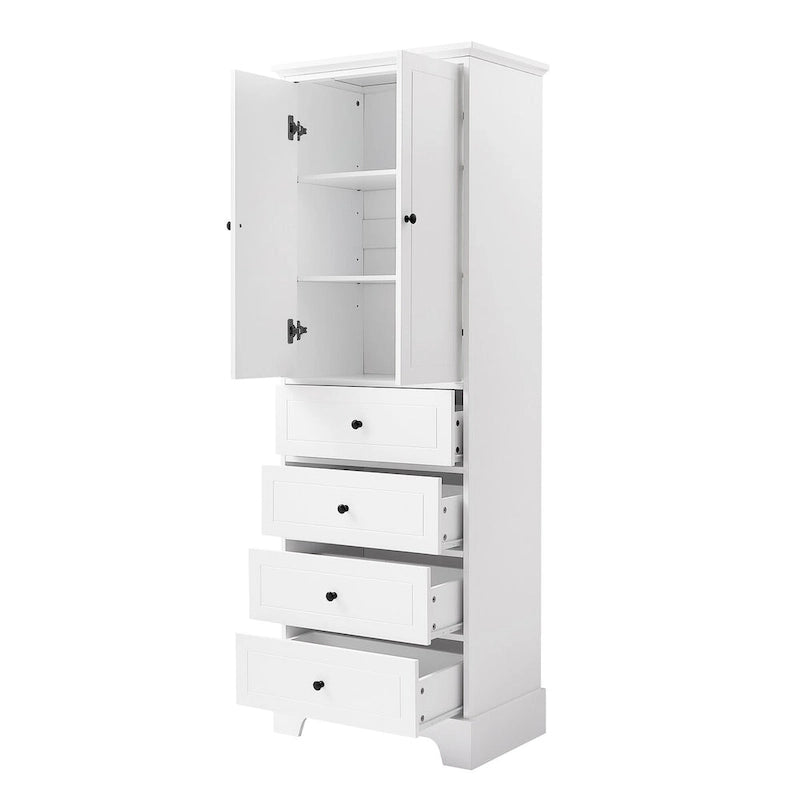 Storage Cabinet with 2 Doors and 4 Drawers