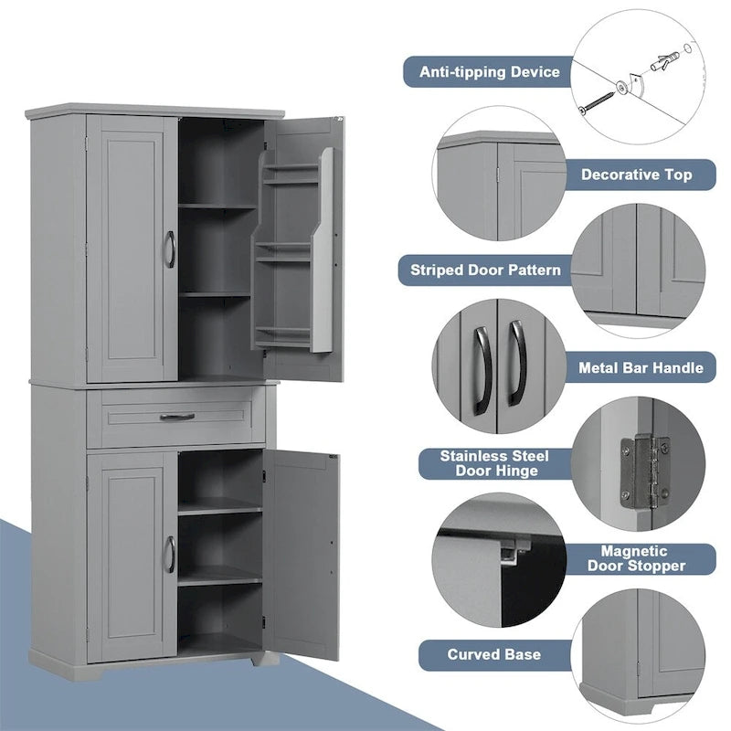 Bathroom Storage Cabinet with Doors and Drawer,Multiple Storage Space