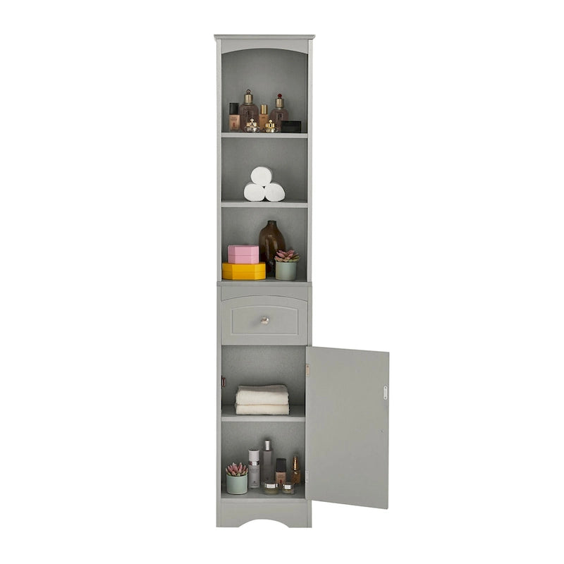 Tall Bathroom Cabinet, Freestanding Storage Cabinet with Drawer, MDF Board, Adjustable Shelf