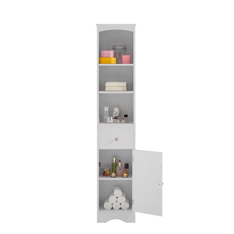 Tall Bathroom Cabinet, Freestanding Storage Cabinet with Drawer, MDF Board, Adjustable Shelf