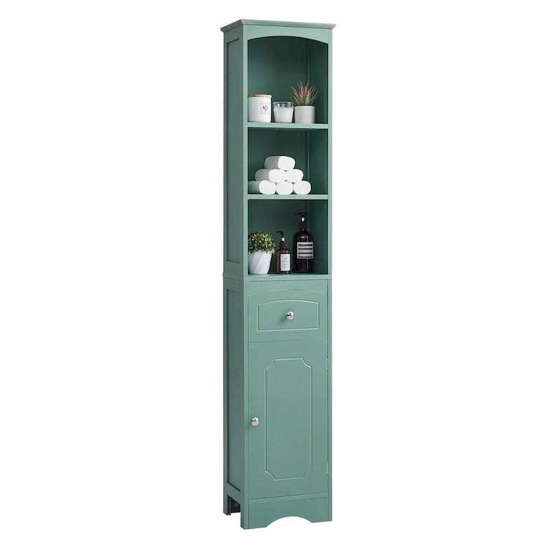Tall Bathroom Cabinet, Freestanding Storage Cabinet with Drawer, MDF Board, Adjustable Shelf