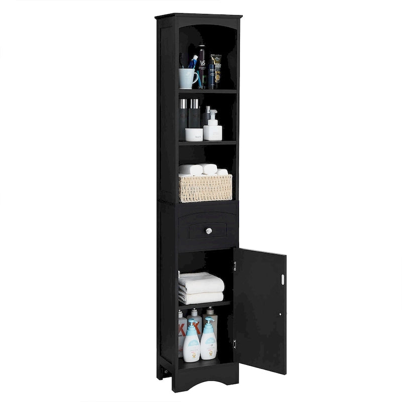 Tall Bathroom Cabinet, Freestanding Storage Cabinet with Drawer, MDF Board, Adjustable Shelf