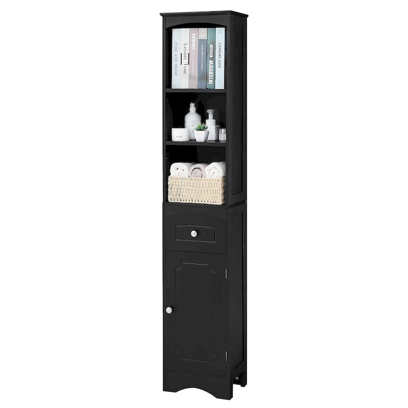 Tall Bathroom Cabinet, Freestanding Storage Cabinet with Drawer, MDF Board, Adjustable Shelf