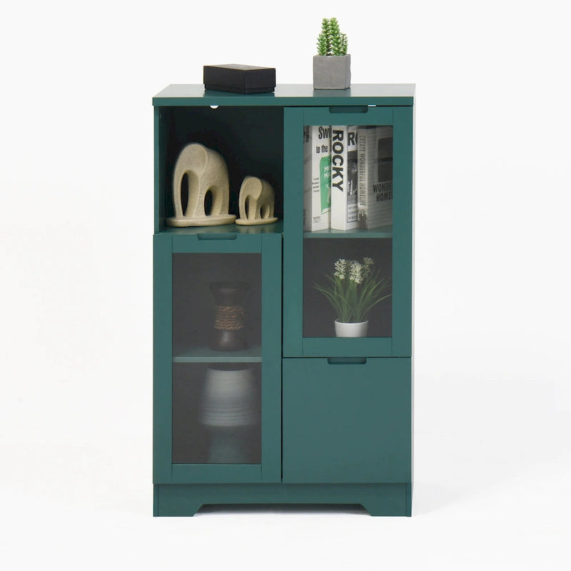 Wooden Floor Cabinet with 2 Glass Doors