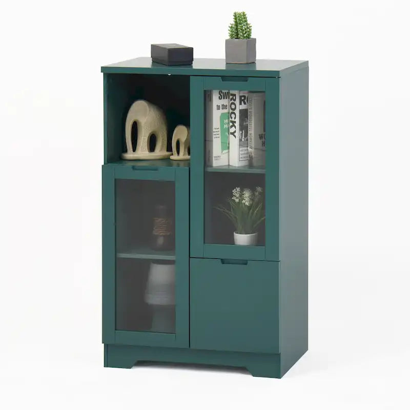 Wooden Floor Cabinet with 2 Glass Doors