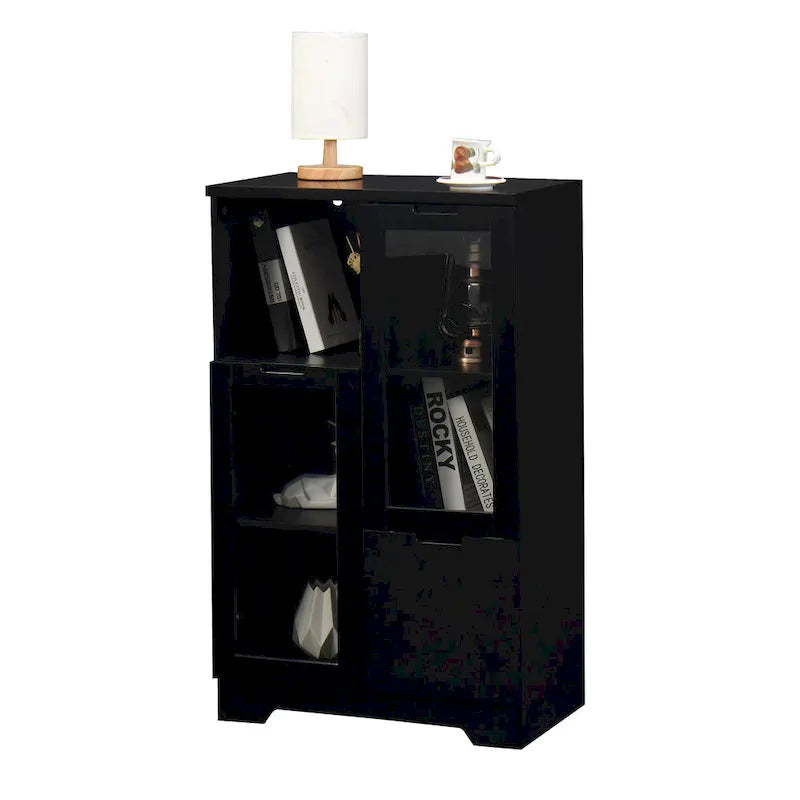Wooden Floor Cabinet with 2 Glass Doors