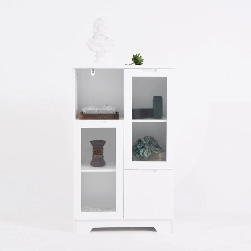 Wooden Floor Cabinet with 2 Glass Doors