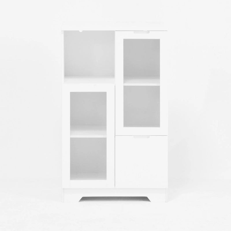 Wooden Floor Cabinet with 2 Glass Doors