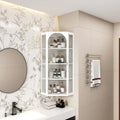 Glass Door Wall-Mounted Corner Cabinet with Four-Tier Storage