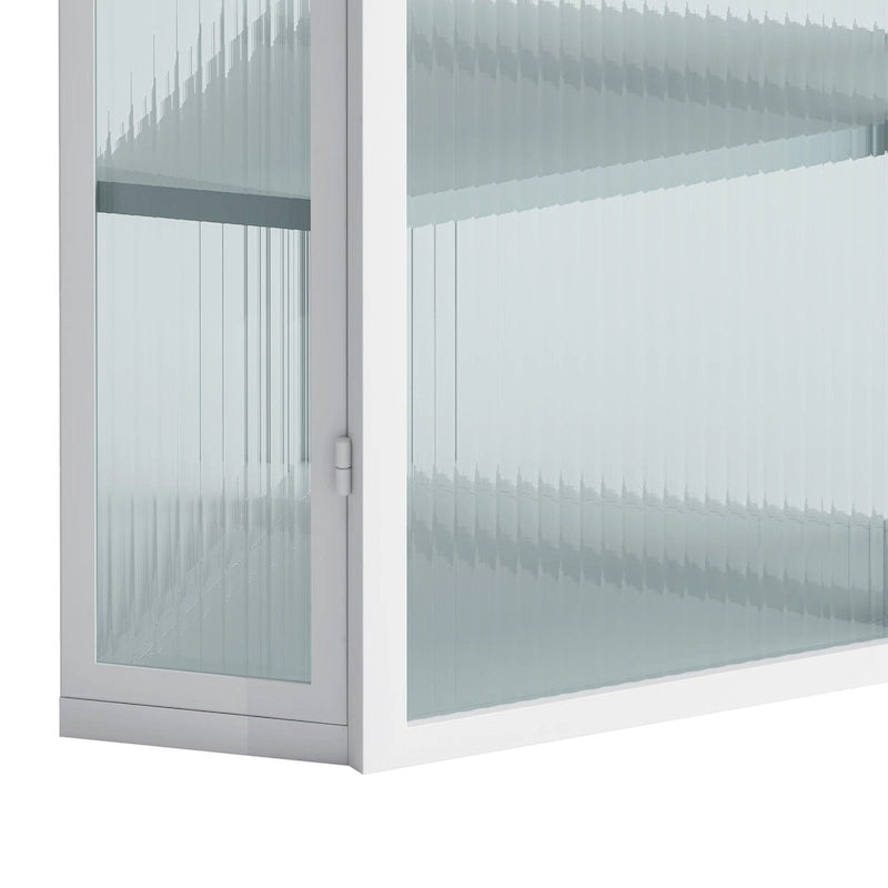 Glass Door Wall-Mounted Corner Cabinet with Four-Tier Storage