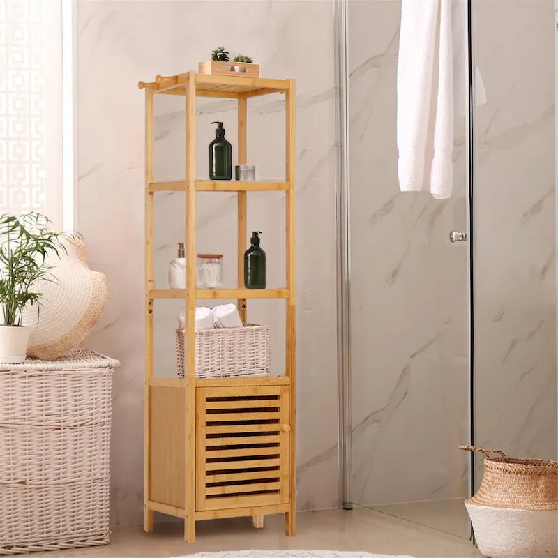 Multi-use Storage/Towel Cabinet with 3-tier Shelves for Home Organize