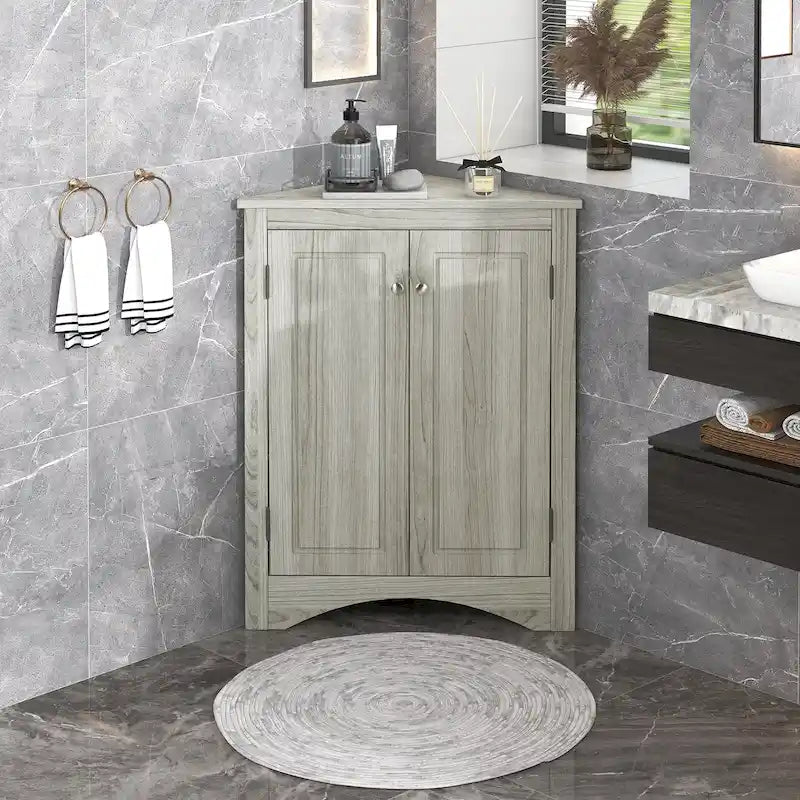 Triangle Bathroom Storage Cabinet with Adjustable Shelves