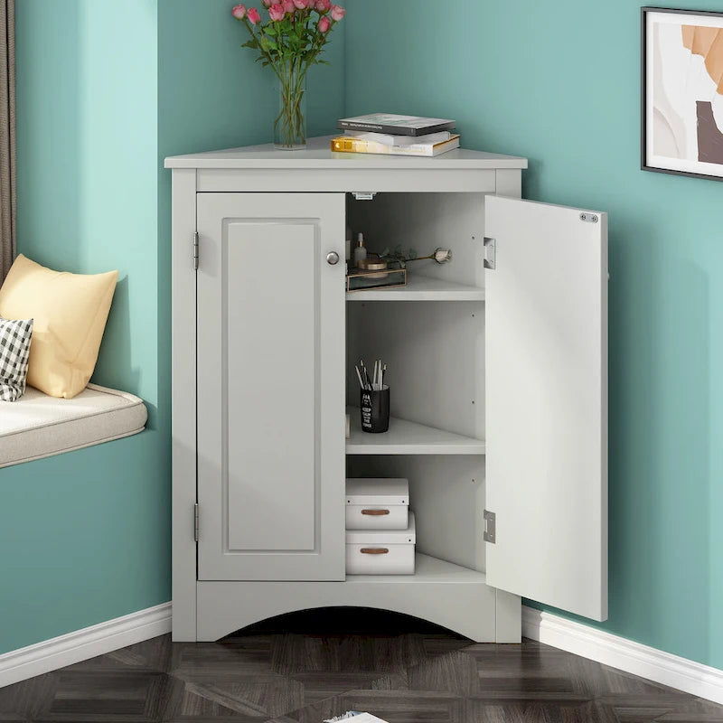 Triangle Bathroom Storage Cabinet with Adjustable Shelves