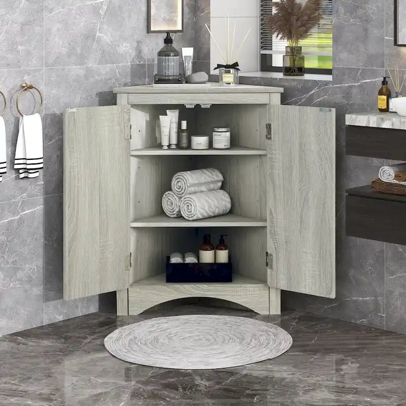 Triangle Bathroom Storage Cabinet with Adjustable Shelves