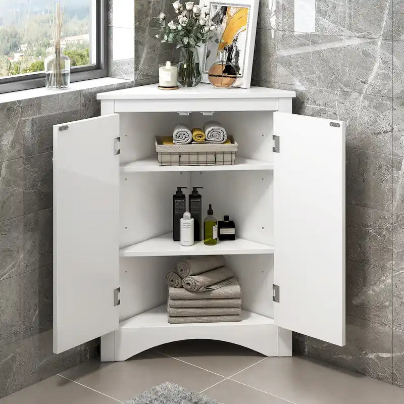Triangle Bathroom Storage Cabinet with Adjustable Shelves