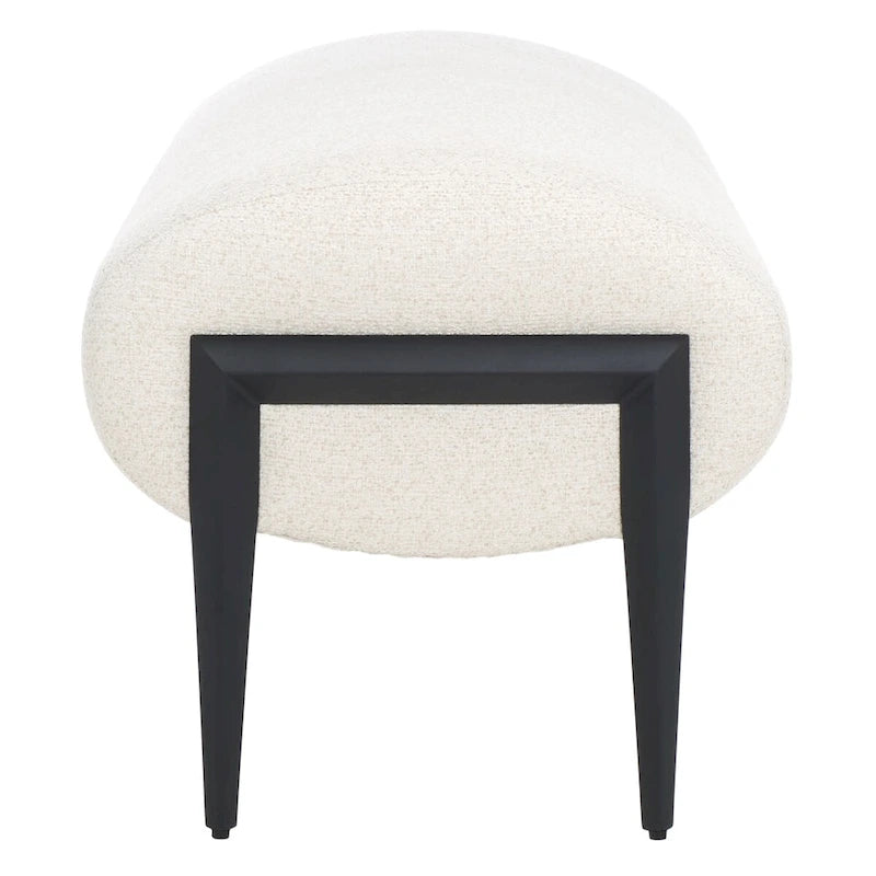 Upholstered Linen Bench with Black Metal Legs - 57Wx19Dx19H