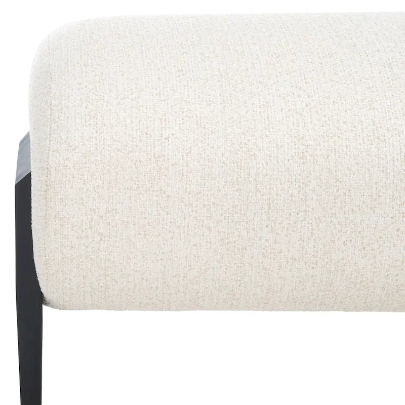 Upholstered Linen Bench with Black Metal Legs - 57Wx19Dx19H