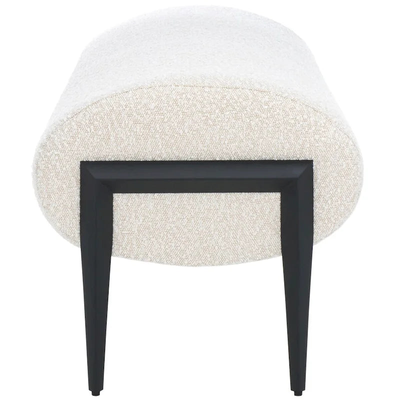 Upholstered Linen Bench with Black Metal Legs - 57Wx19Dx19H