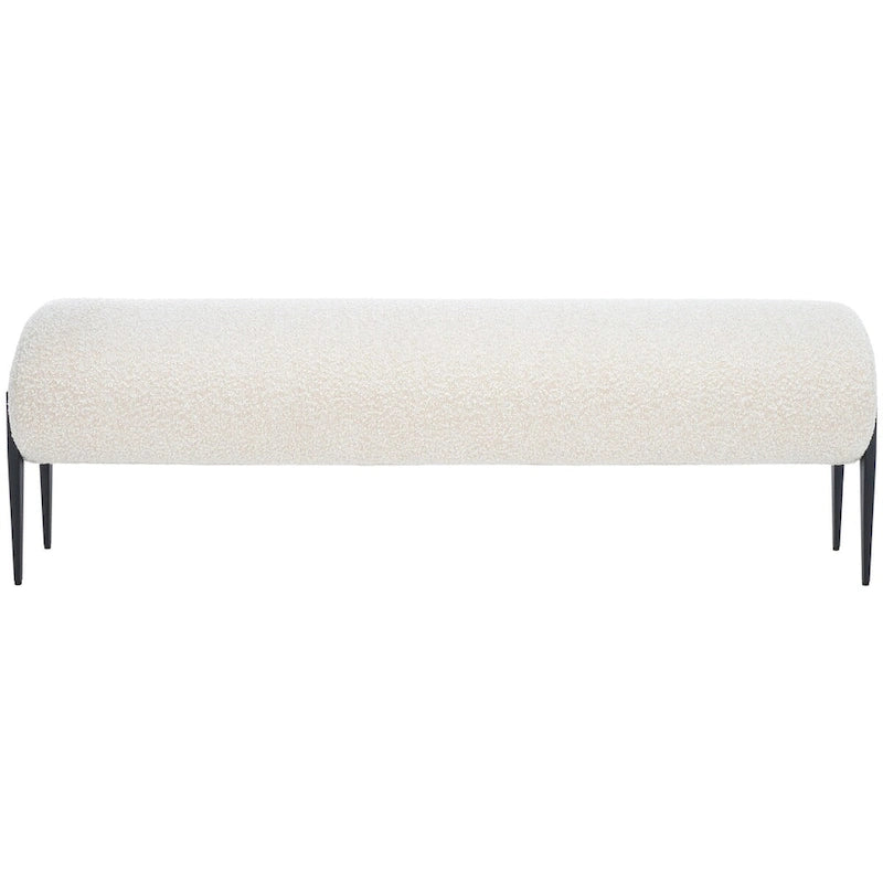 Upholstered Linen Bench with Black Metal Legs - 57Wx19Dx19H